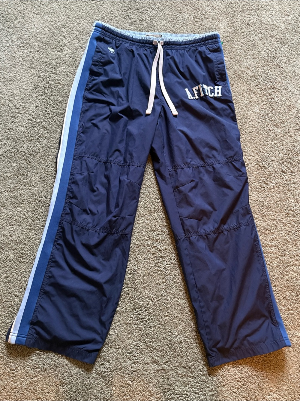 Vintage Abercrombie & Fitch Track Pants Blue Y2K Size XL Baggy Stripes Zip